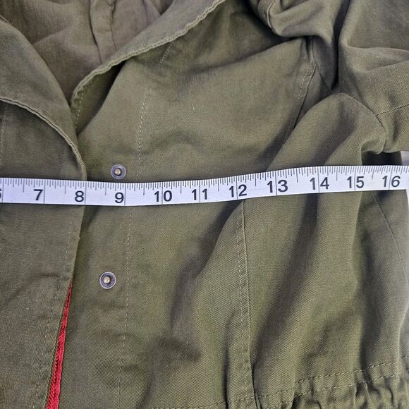 Womens Olive & Oak Olive Green 100% Cotton Utility  Jacket Sz Small  Zip O0265 - Picture 7 of 10